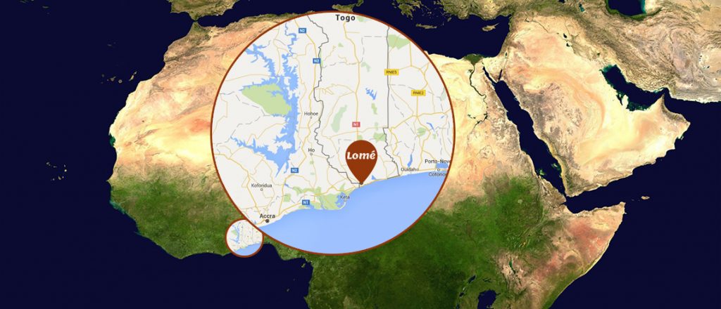 Localisation de Lomé au Togo